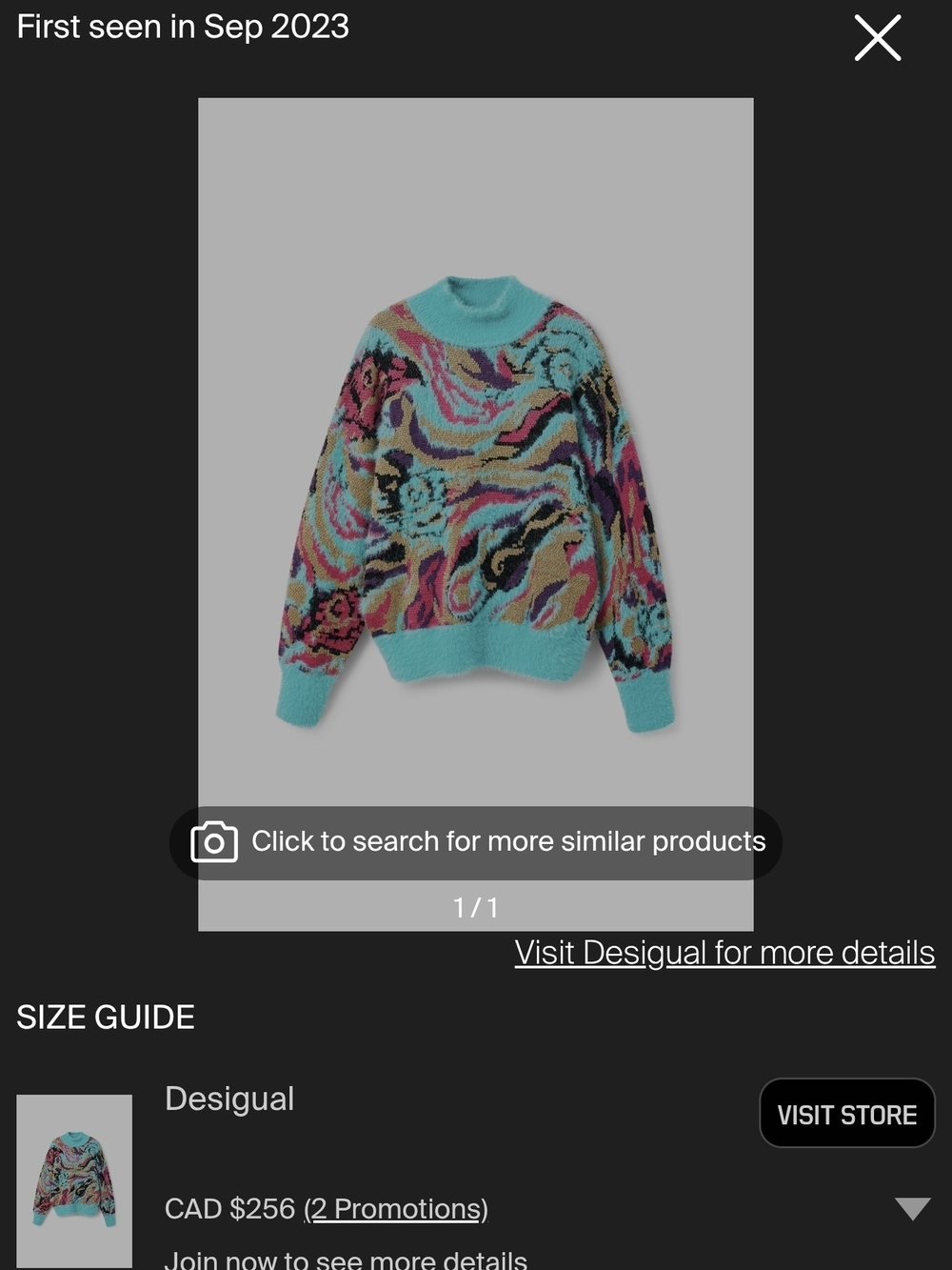 Desigual Multicolor Abstract Knit Sweater with Turquoise Trim